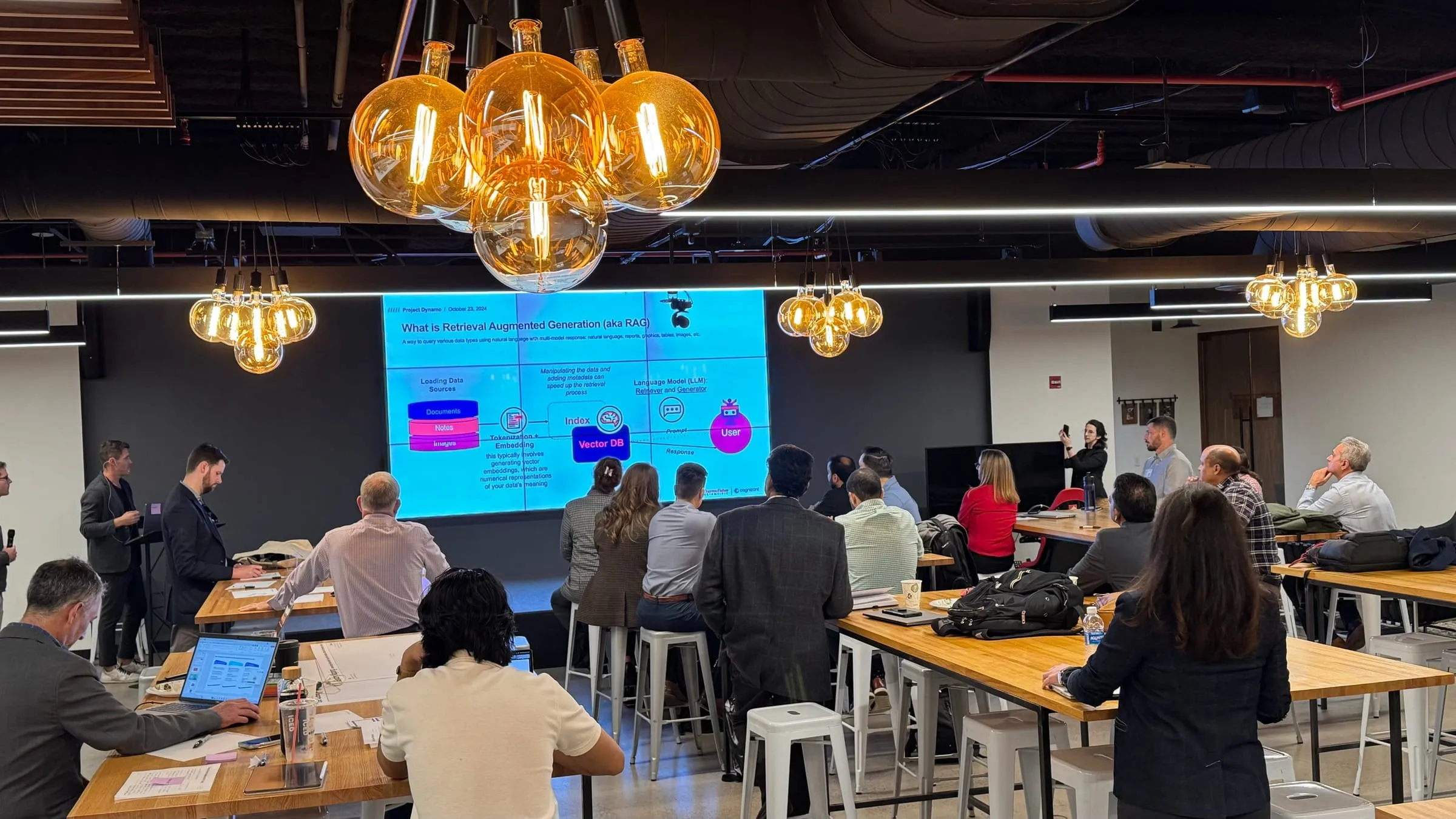 Workshop session with team members discussing product strategy