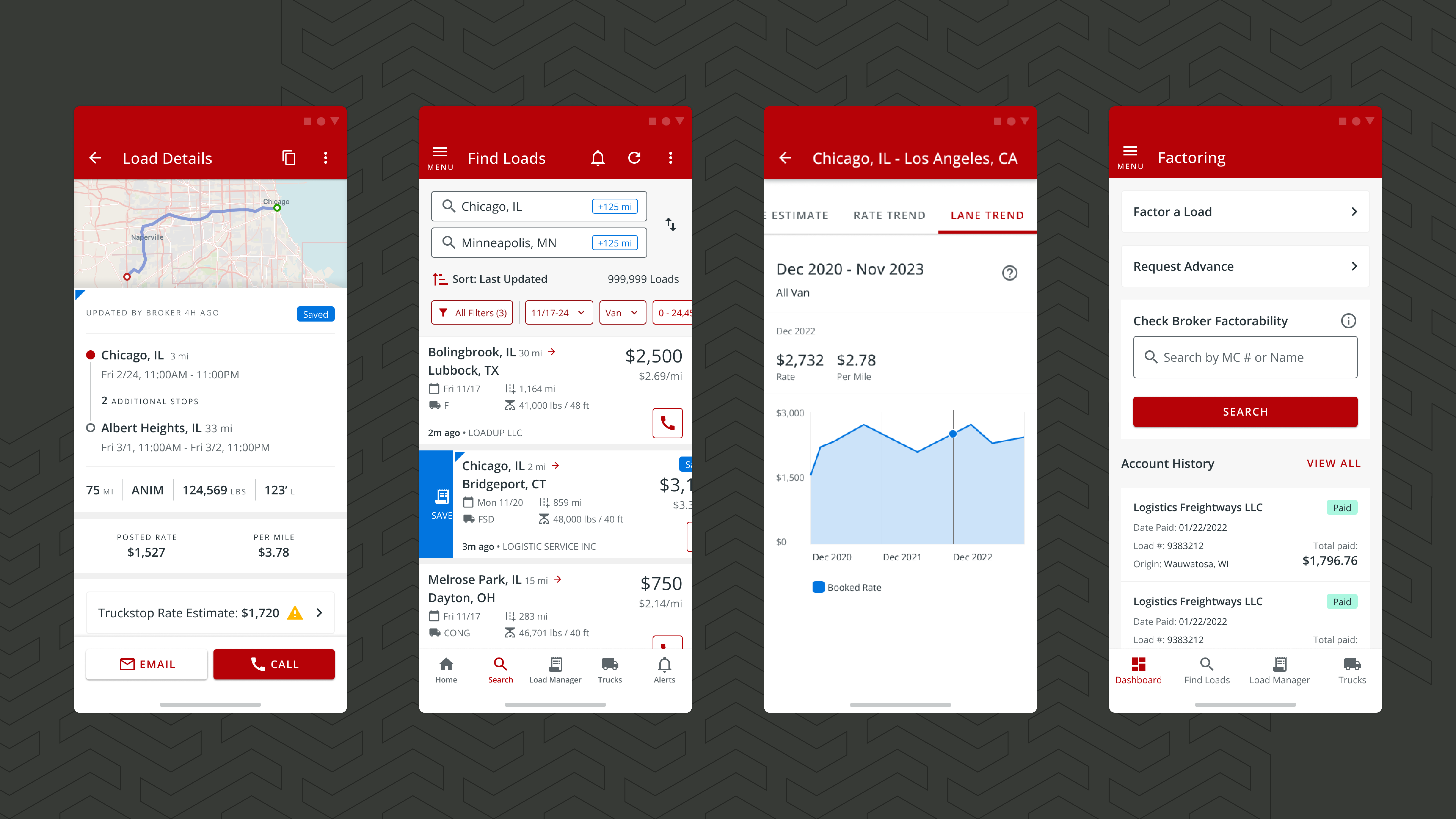 Truckstop Go mobile application interface